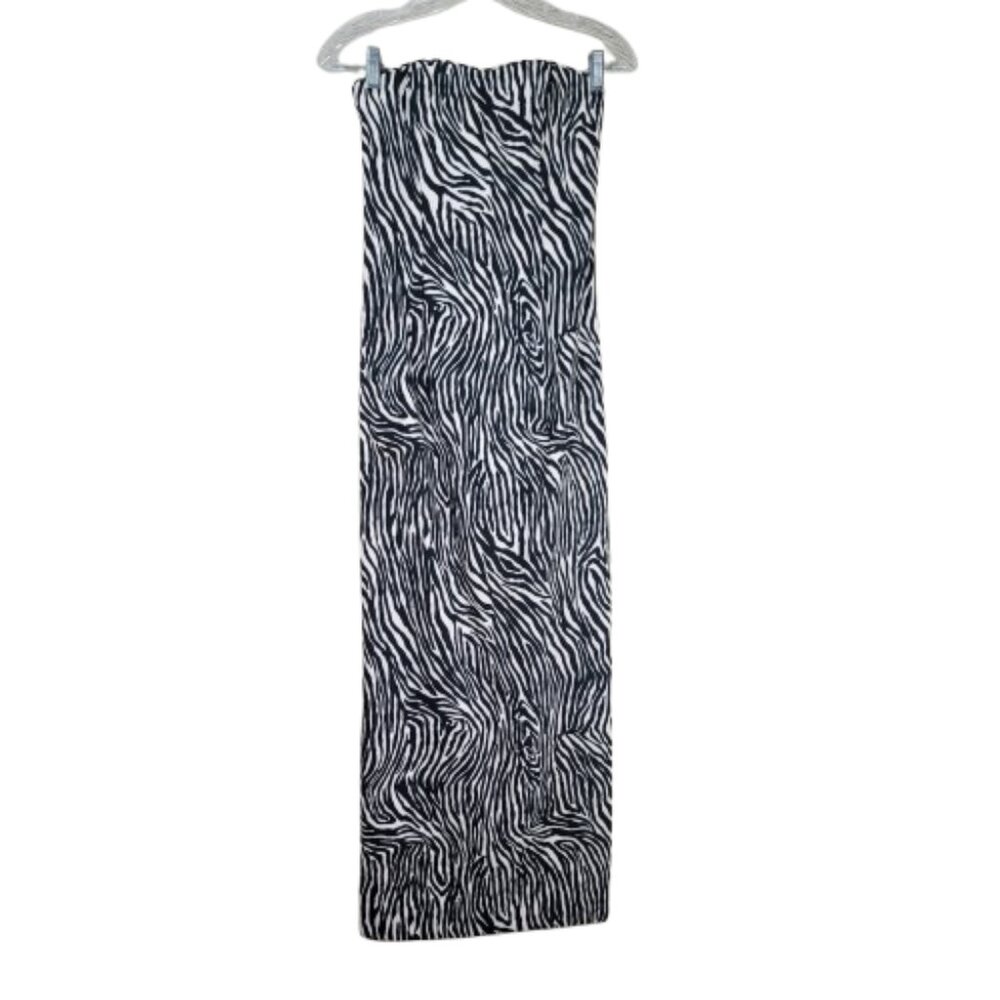 Gunne Sax Jessica McClintock Zebra Print Strapless Gown Size 3 Prom Formal Dress